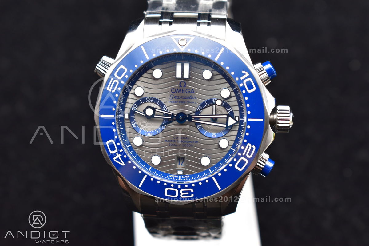 Seamaster 300M Chrono SS OMF 1:1 Best Edition Gray Dial on SS Bracelet A9900 